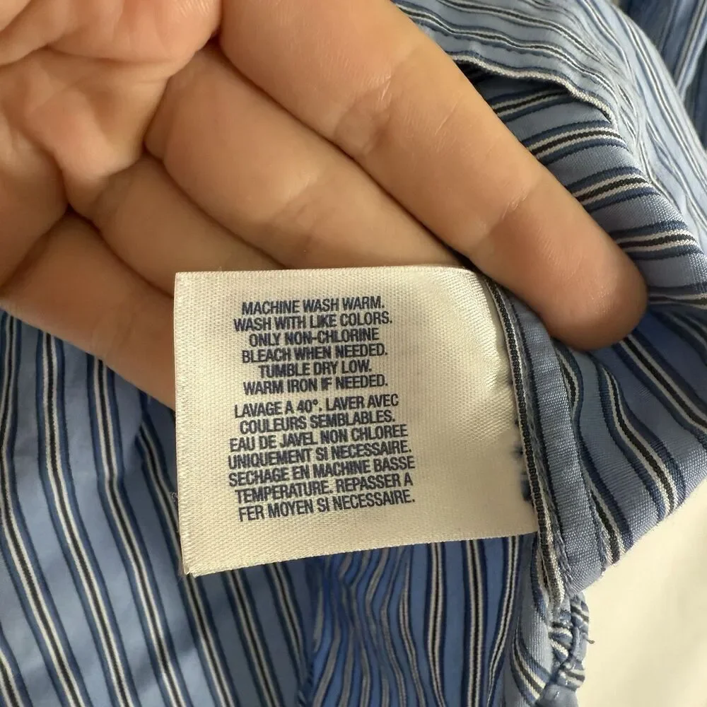 Ralph Lauren Dress Shirt Boy's 8 Blue Striped Button Up Long Sleeve 100% Cotton